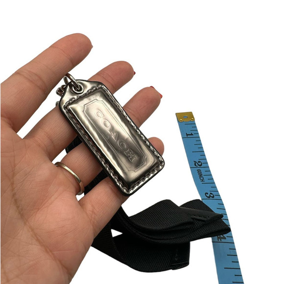 COACH Metallic Silver and Black Hangtag Bag Charm - Picture 4 of 4